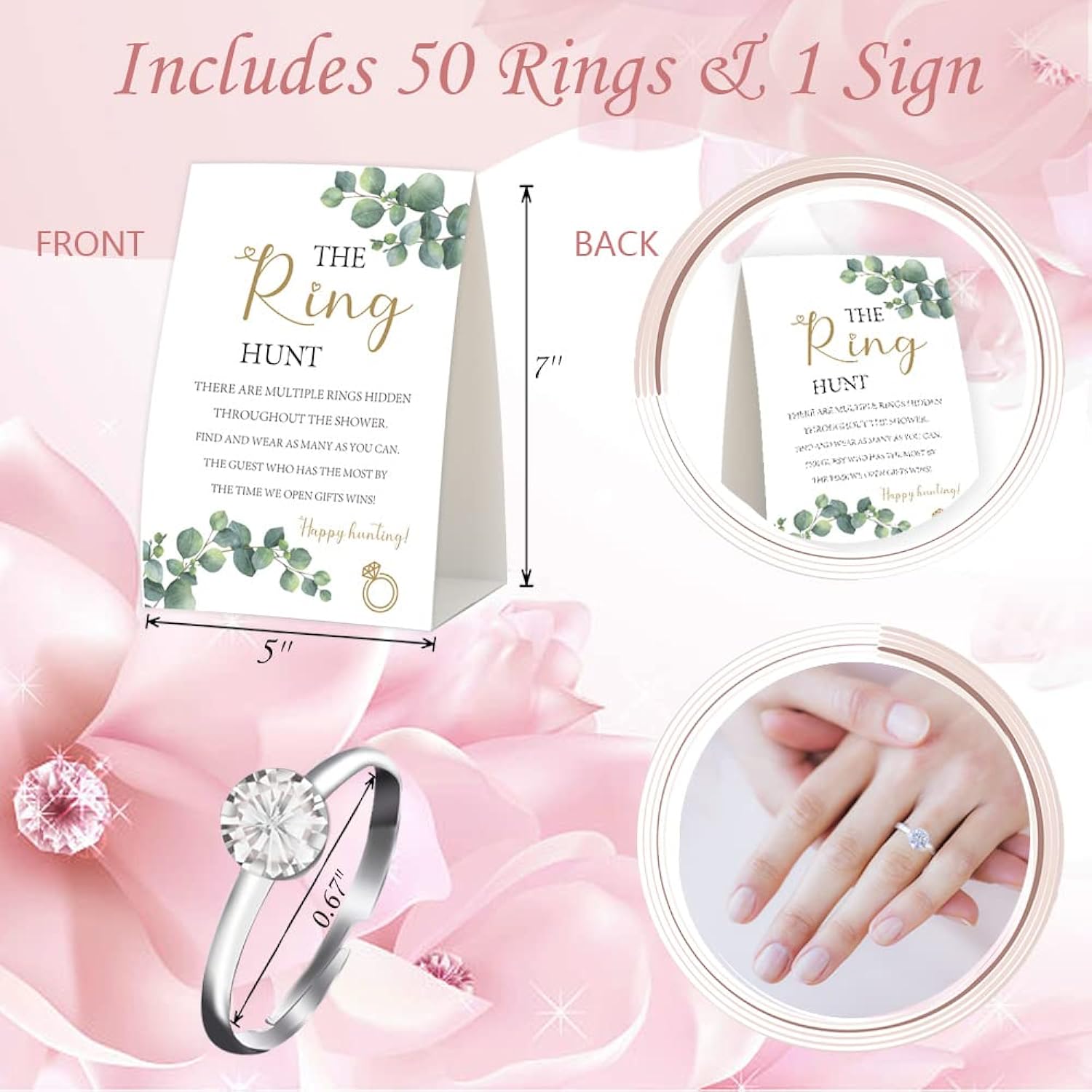 The Ring Hunt Game,Greenery And Gold Bridal Shower Game,Bridal Shower Games 50 Guests,Bridal Shower Decorations,Bachelorette Decorations For Party,Engagement Party Game,Bridal Shower Favors-L16