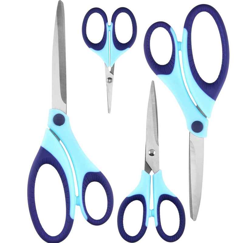 Craft Scissors Set Of 4 Pack, All Purpose Sharp Blade Shears Rubber Soft Grip