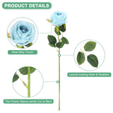 20-Pack Rose Artificial Flowers With Long Stem, Silk Faux Roses Plastic Bouquets Real Touch Faux Flowers For Home Decor/Wedding/Christmas/Diy/Party/Garden Office [Dark Light Blue]