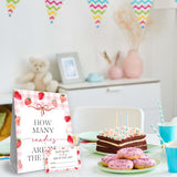 Strawberry Baby Shower Decorations,Strawberry Guess How Many Baby Shower Game,Guess How Many Candies Are In The Jar,Birthday Party Game & Activities 50 Cards And Sign