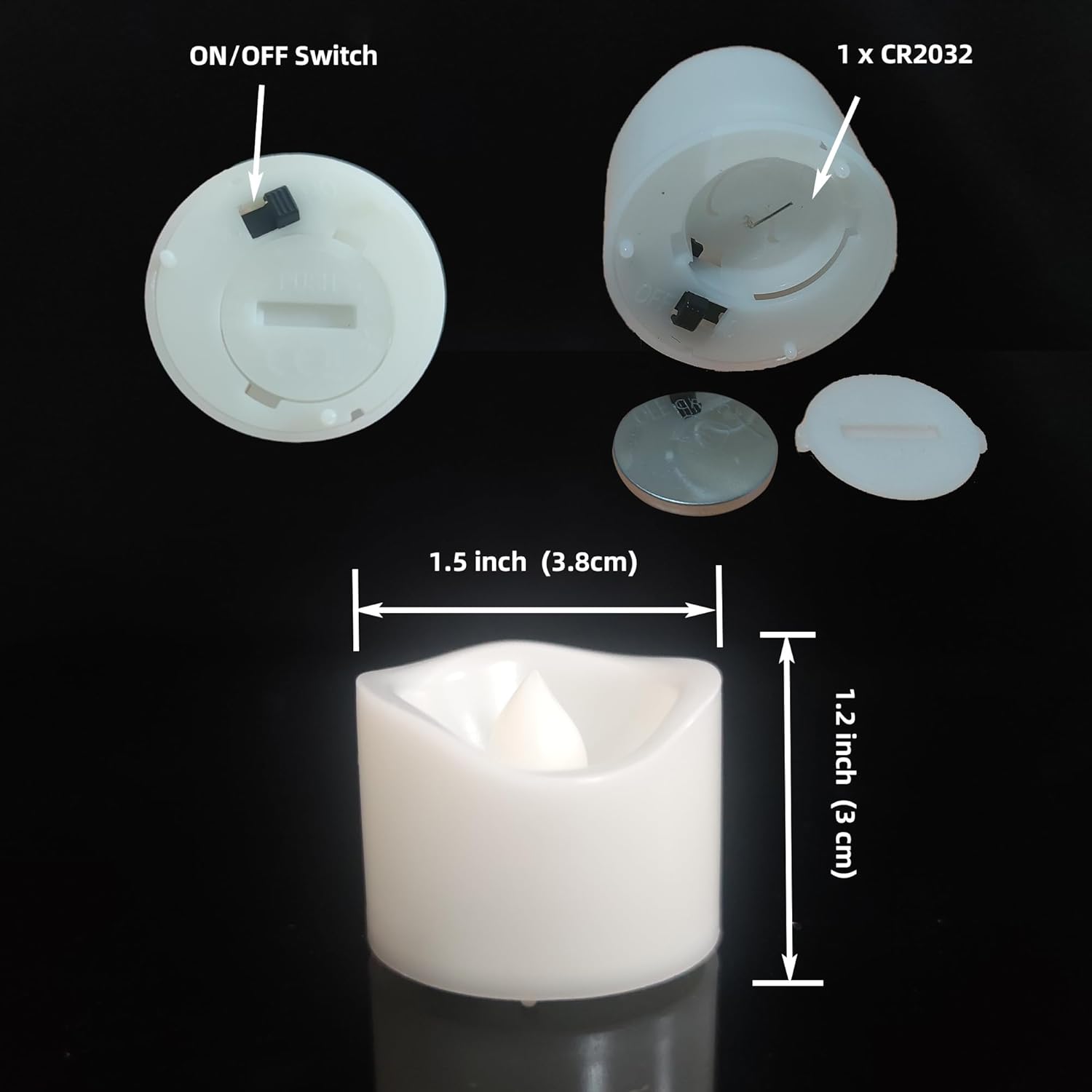 12 Pcs Flameless Led Tea Lights Candles Battery Operated Fake Flickering Electric Small Votive Candles Tealights For Wedding Party Decorations Home Décor, Cream White Shell, Amber Yellow Glow