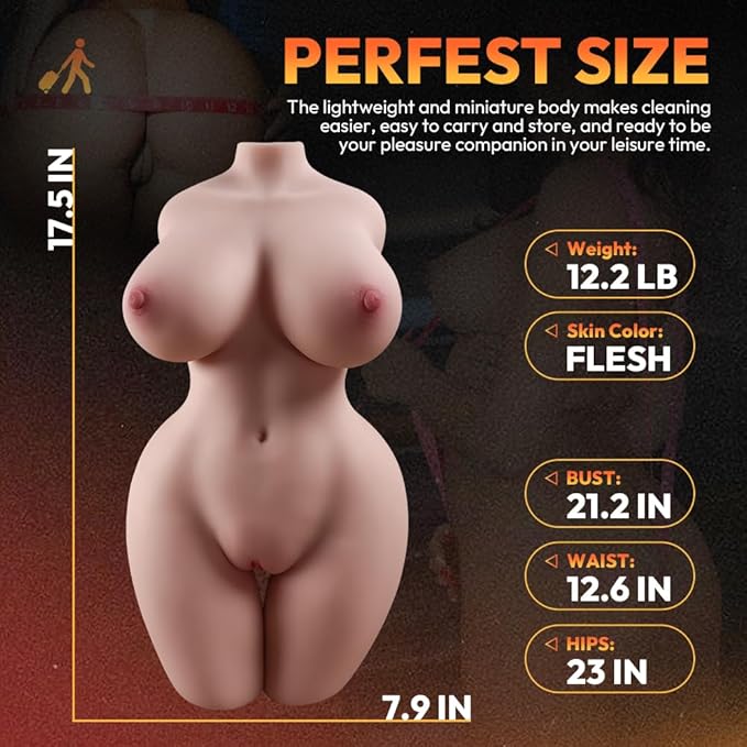 Male Sex Doll Torso with Big Boobs Soft Ass Textured Vagina Anal Tunnel Toy Plus