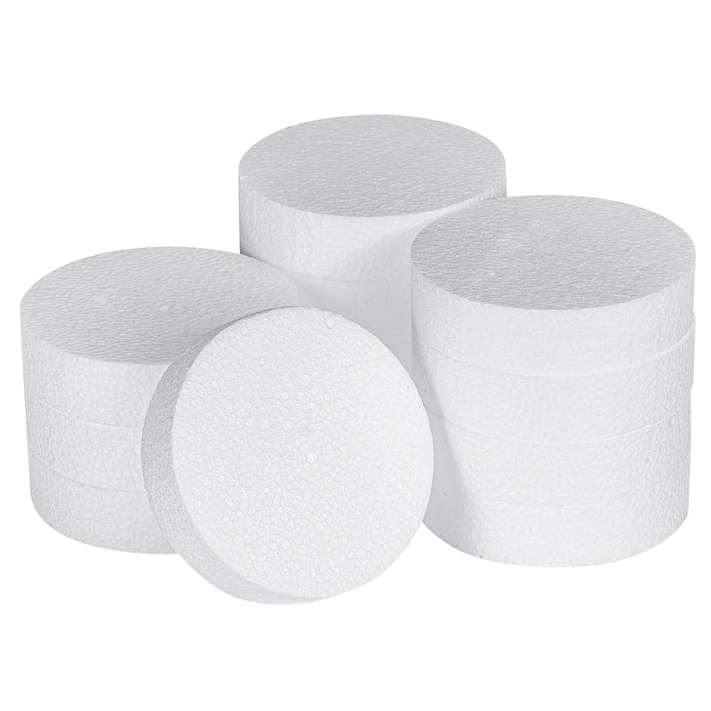 4 Inch 12-Pack Foam Circles For Crafts (1" Thick), Polystyrene Round Foam Disc