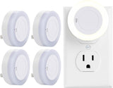 4 Pack LED Night Light with High Low Off Switch Warm White Indoor Plug In Nightlights for Bedroom Hallway Bathroom