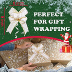 Pull Bows For Gift Wrapping, 15 Pcs Large Gift Bow Bulk For Presents Package, Gift Baskets, Christmas, Wedding, And Party Decor (White With Tulle & Gold Line, 6 Inches)