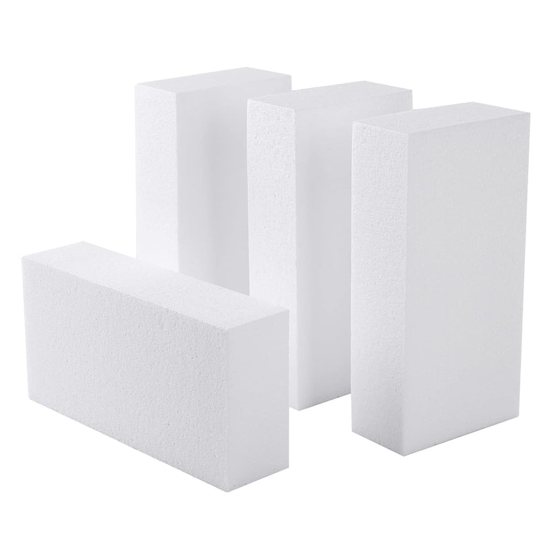 4 Pack Craft Foam Blocks, 8X4X2 Square Polystyrene Foam Bricks For Art Sculpti