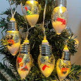 6.8Ft Vintage Christmas Lights-10 Led Snow Globe Bulb Lights With Tree Snow Cute Ornaments, Battery Powered Indoor Chris
