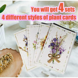 Handmade Real Flower Greeting Cards For All Occasions With Envelopes,Set Of 4 (4 Designs),For Valentines, Spring,Mothers Day,Wedding,Includes Envelope And Note Tag