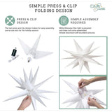 Large 18” Easy Assembly Warm White Led Moravian Star - Hanging Outdoor Christmas Light - Use As Holiday Decoration, Porc