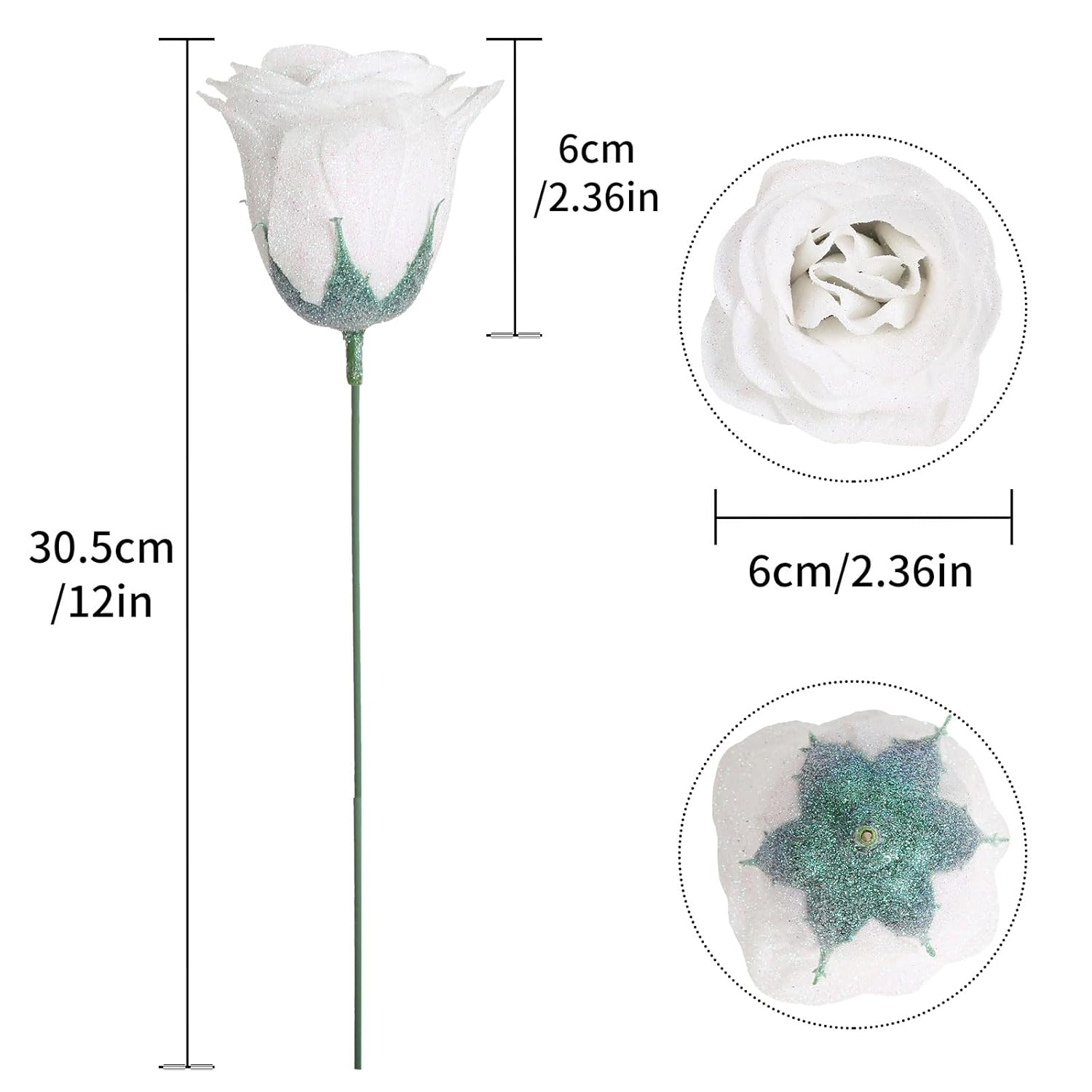 Artificial Roses, 30Pcs White Roses Silk Roses Artificial Flowers For Crafts Wedding Bouquet Home Decoration(White)
