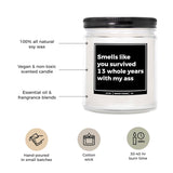 You Nique Designs 13Th Wedding Anniversary Candles For Him & Her 9 Oz Candle, Lace Year Gift Ideas, 13Th Wedding Gifts For Husband & Wife - 13 Year Candle Gifts Ideas (Mahogany Teakwood)