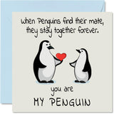 Romantic Valentines Card - You Are My Penguin - Cute Greeting Card For Wife/Husband, Boyfriend/Girlfriend, Partner, Or Fiance - For Anniversary, Wedding Or Birthday - 5.7" X 5.7" W/Envelope