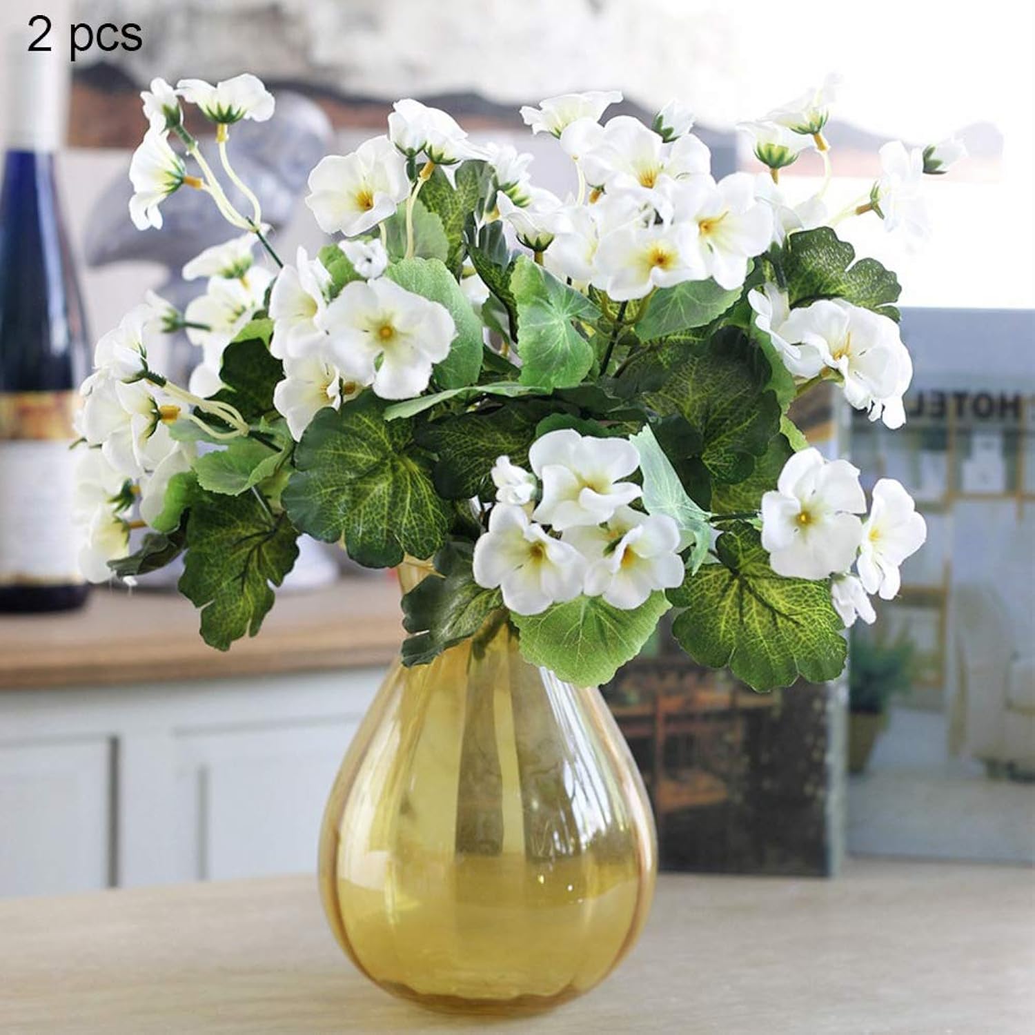 4 Bundles Artificial Begonia Flowers Outdoor Fake Flowers For Decoration Uv Resistant No Fade Faux Silk Plants Garden Porch Window Box Decor,White