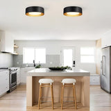 Modern Black and Gold Flush Mount Ceiling Light Glass Drum Lighting Fixture for Bedroom Bathroom Dining Room