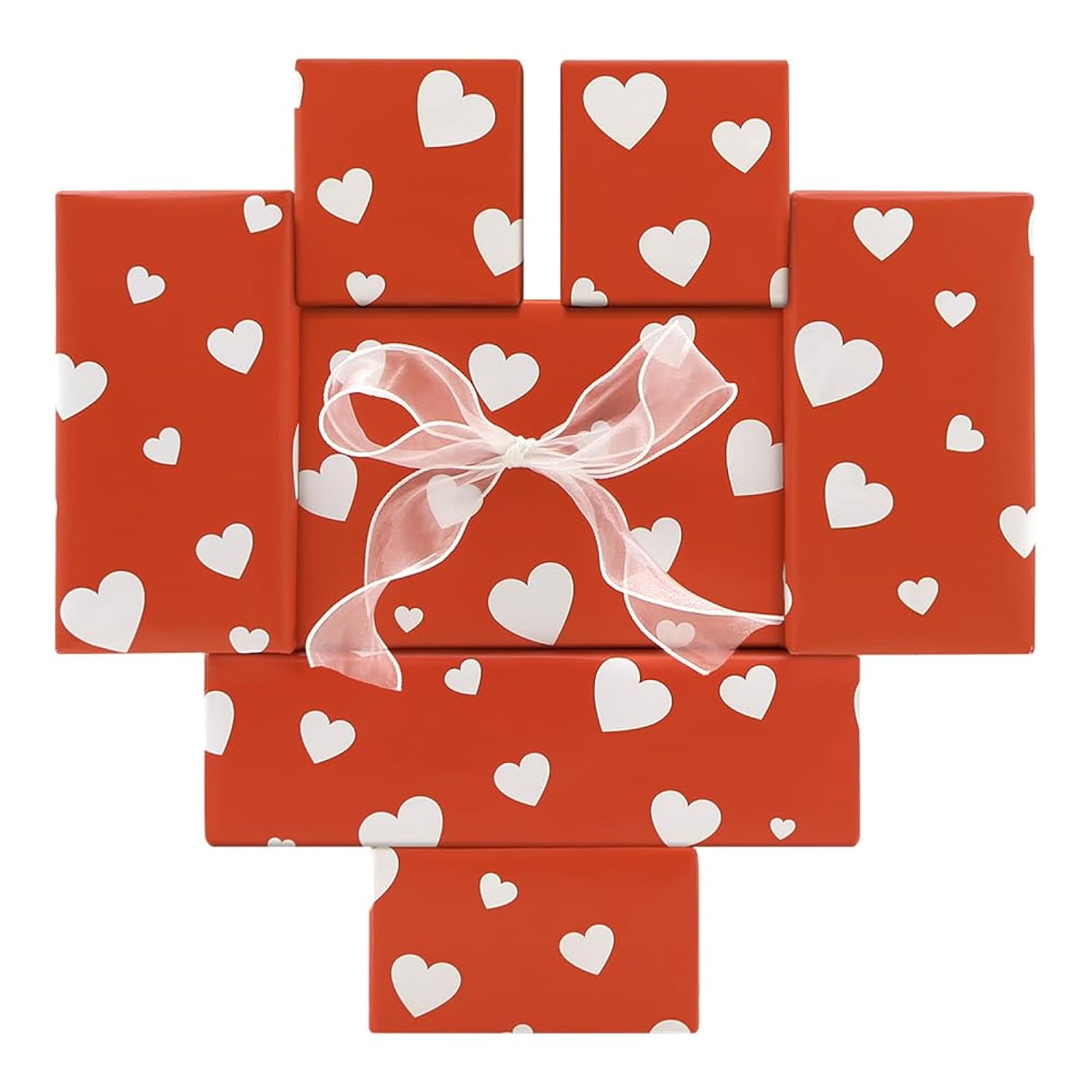 Red With Love Heart Gift Wrapping Paper,6 Sheets Love Pattern Wrapping Paper For Wedding Birthday Valentines Day Mothers Day Anniversary Women Man Girl Boy Gift Wrap Paper,27X20 Inch