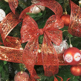 Glitter Wire Mesh Ribbon With Sparkle Red Metallic Ribbon For Christmas Tree Decoration, Garland, Wreath Bow Making (25 Yards)