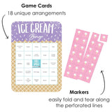 Big Dot of Happiness Scoop Up the Fun - Ice Cream - Bingo Cards and Markers - Sprinkles Party Bingo Game - Set of 18
