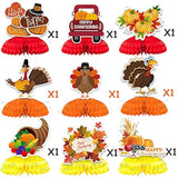 9Pcs Thanksgiving Day Honeycomb Table Centerpieces Pumpkin Turkey Mapl