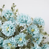 Artificial Flowers In Vase Silk Flower Bouquets Arrangement With Vase Chrysanthemum Ball For Home Wedding Table Centerpieces (Blue)