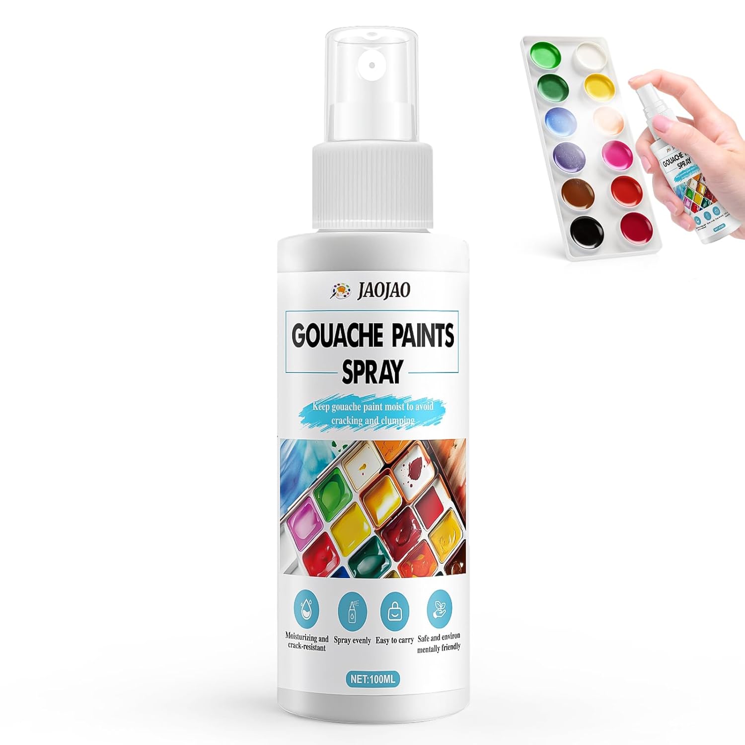 Gouache Spray, Gouache Bottle Wetting Spray Moisturizing Color Protection Preventing Cracking Art Supplies For Professionals Sketching Outdoors Long Hours Of Painting, 100Ml