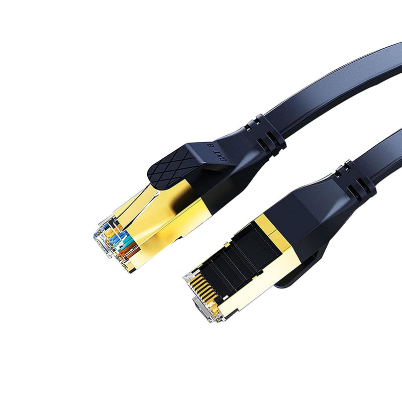 Cat 8 Flat Shielded Ethernet Cable, Indoor&Outdoor, Heavy Duty High Speed 32Aw