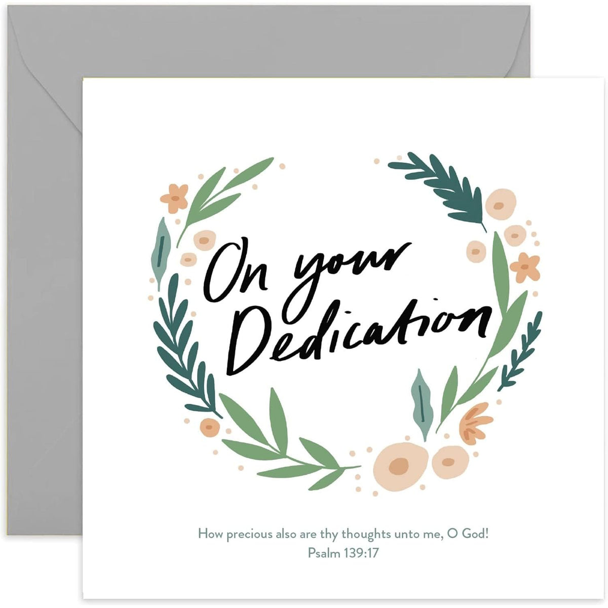 Old English Co. Dedication Card For Boy Or Girl - Christian Dedication For Grandson Or Granddaughter - Blank Inside With Envelope