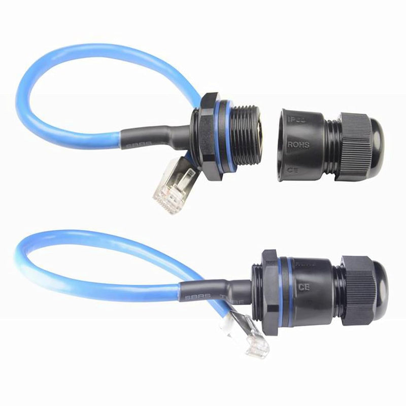 2Pcs Panel Mounting Rj45 Waterproof Connector M25 Cat5/5E/6 Ethernet Lan Cable