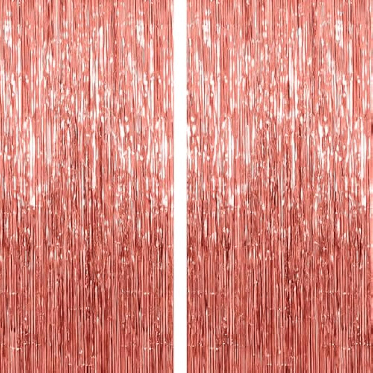2-Pack Rose Gold Foil Fringe Curtain Tinsel Streamer for Party Backdrop Decor