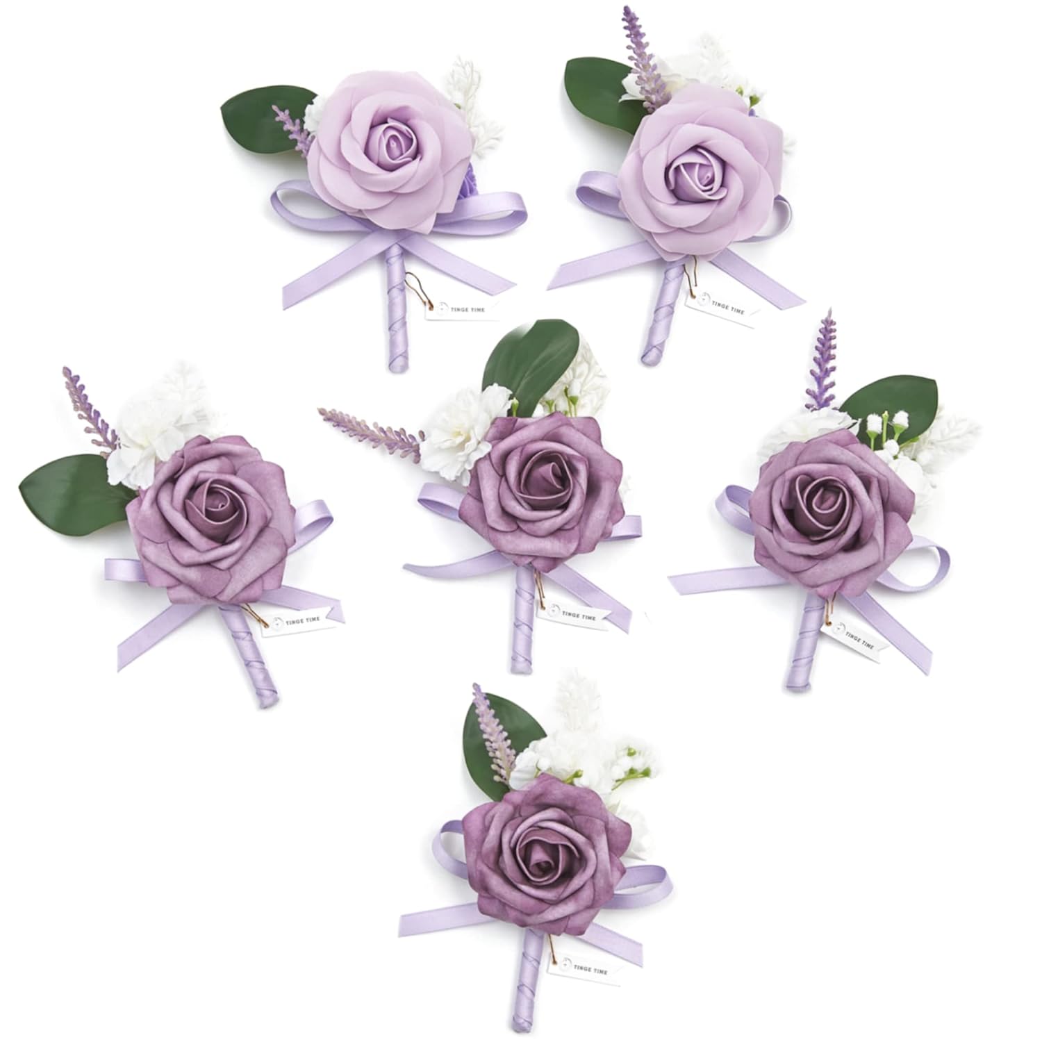 Artificial Flower Boutonniere, Set Of 6, Groom And Groomsmen Boutonniere For Wedding, Prom, Homecoming, Anniversary, Graduation(6, Noble Purple)