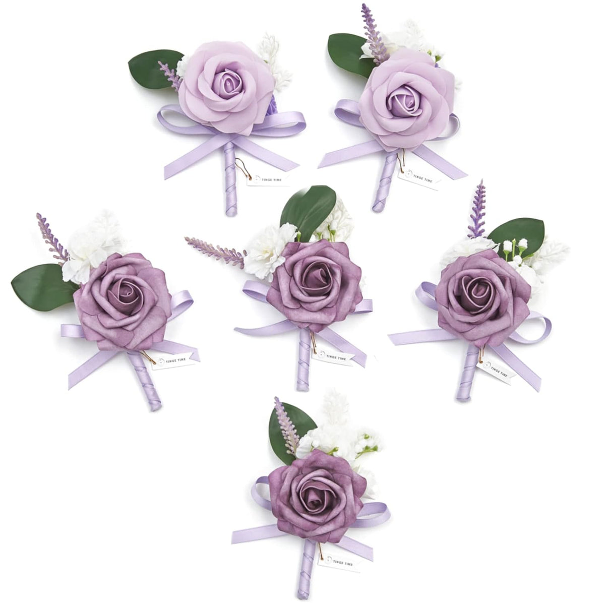 Artificial Flower Boutonniere, Set Of 6, Groom And Groomsmen Boutonniere For Wedding, Prom, Homecoming, Anniversary, Graduation(6, Noble Purple)