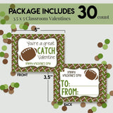 You'Re A Great Catch Football Themed Valentine'S Day Cards For Kids To Give To Friends & Classmates, Thirty (30) 3.5" X 5" Fill In Cards (Without Envelopes) By Amandacreation