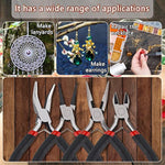 4Pcs Jewelry Pliers Set Jewelry Making Pliers Tools Kit Include Jewelry Making Needle Nose Chain Nose Round Bent Pliers Wire Cutter For Bracelet Beading Craft Jewelry Making Supplies (Black)