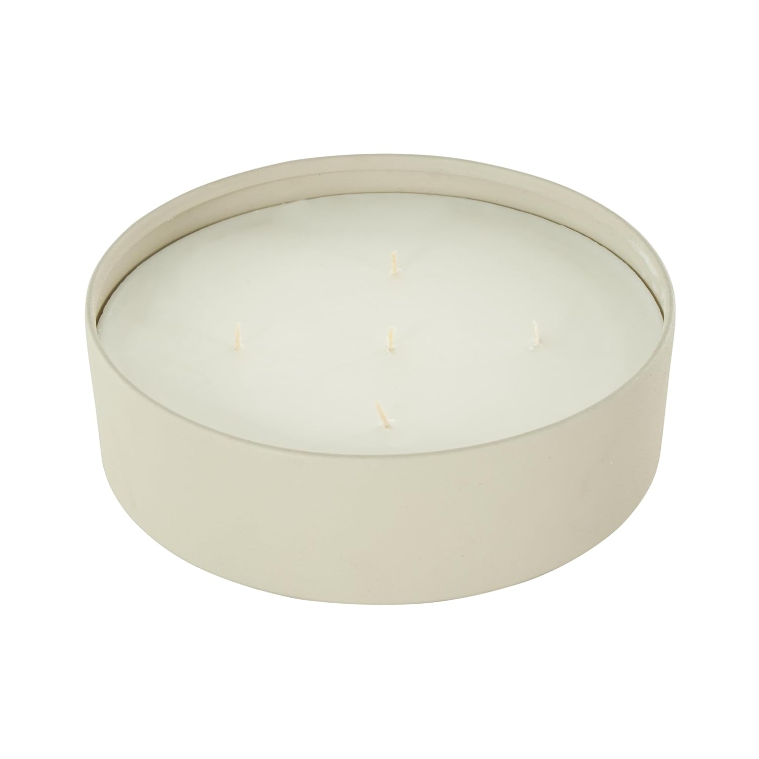 Deco 79 Metal Decorative Candle Pink Blush & Poppy Scented Textured 59oz 5 Wick Aromatherapy Candle with White Wax, Wax Aromatherapy Candle 9" x 9" x 3", Cream