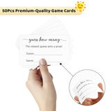 Guess How Many Game Cards 50Pcs Guess How Many Baby Shower Games Cards High-End Candies Cookies Guess How Many Game Card For Birthday Party Bridal Shower Wedding Activity(3.5×2.1'')