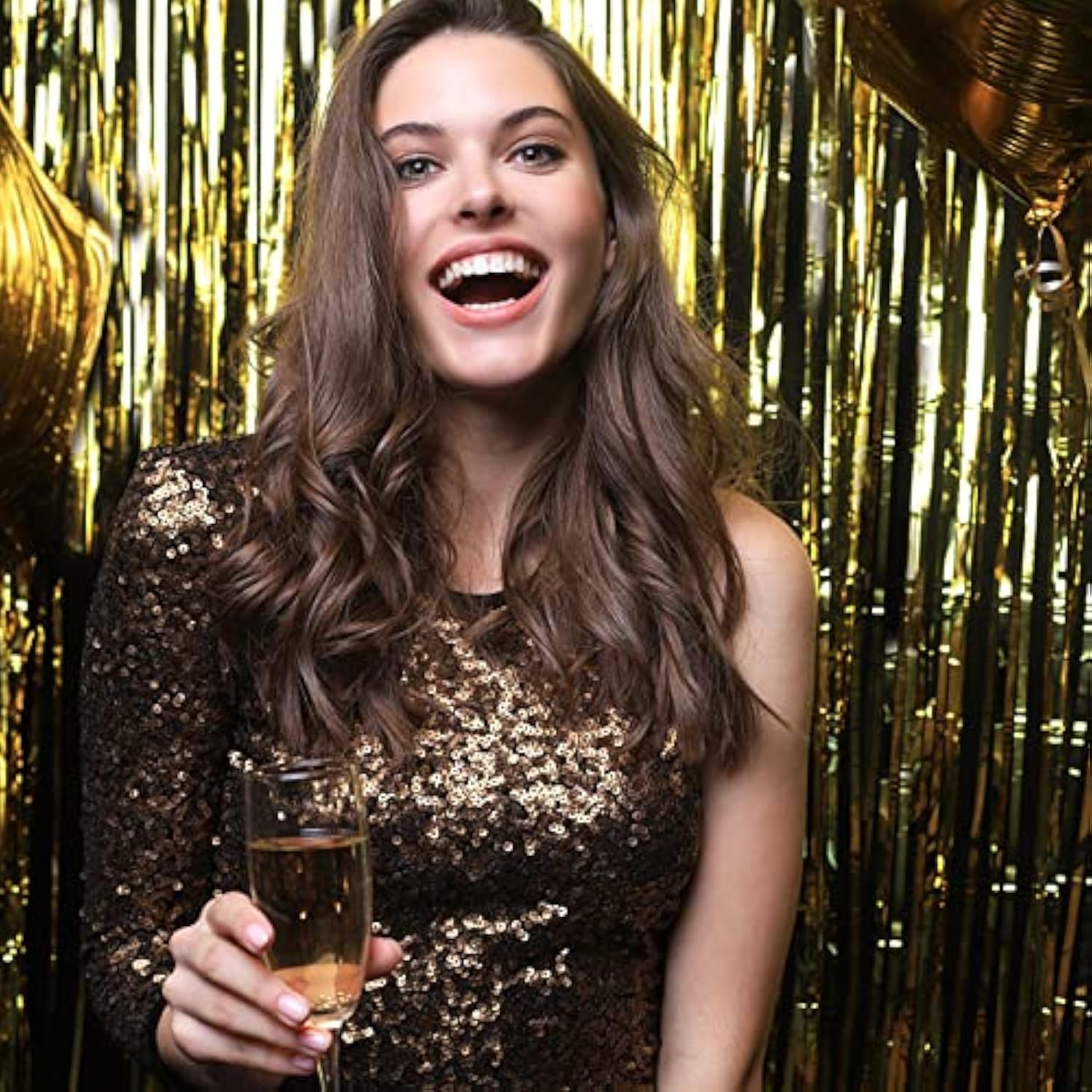 2 Pack Gold Foil Backdrop Streamers for Birthday Photo Booth Party Decor