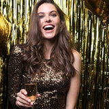 2 Pack Gold Foil Backdrop Streamers for Birthday Photo Booth Party Decor