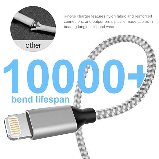 6 Pack Apple MFi Certified iPhone Charger Lightning Cable 3FT 6FT 10FT Fast Charging Cord for iPhone 14 13 12 11 iPad