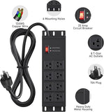 Heavy Duty Metal Surge Protector Power Strip 8 Outlets 12AWG 6FT Extension Cord 4800J Black