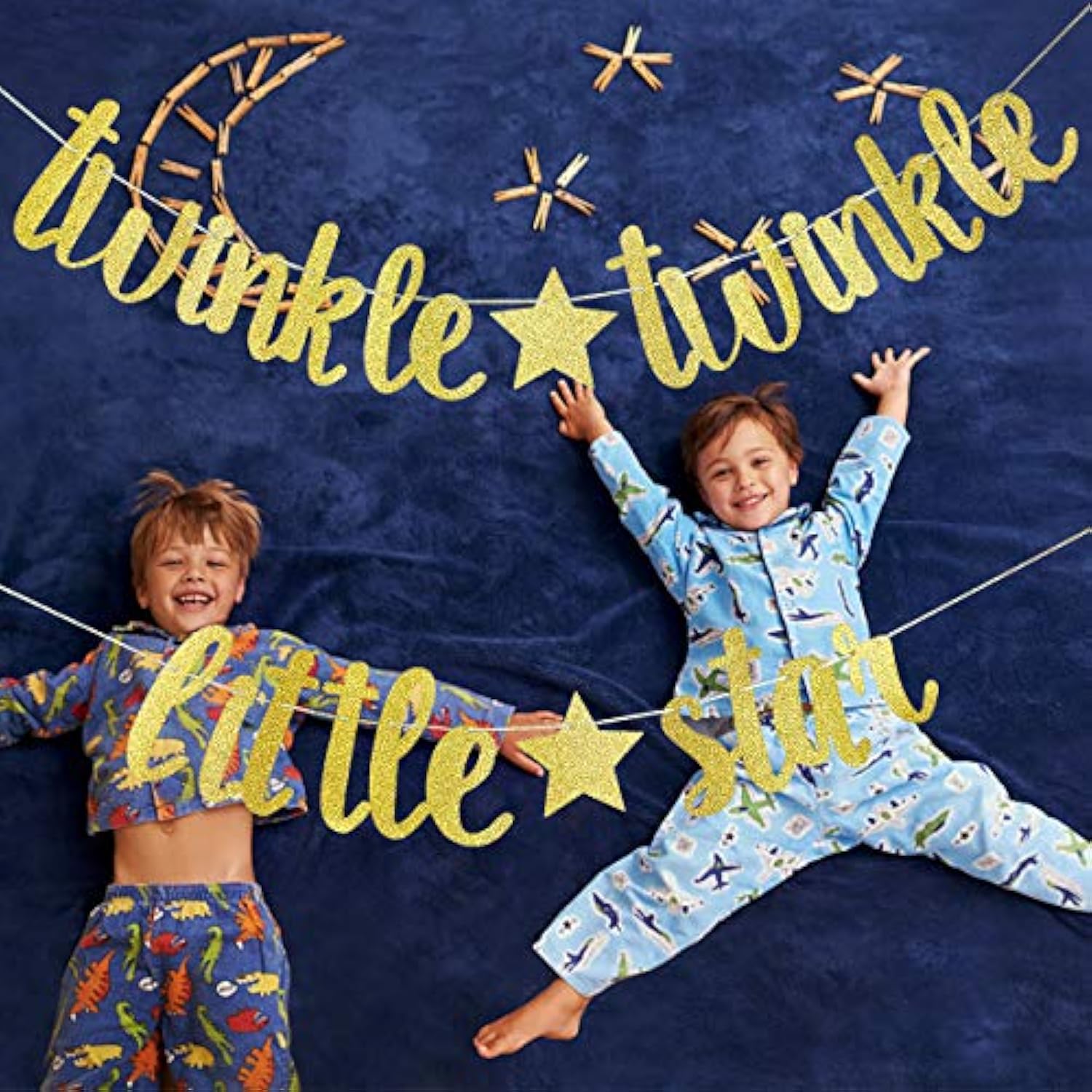 Gold Glitter "Twinkle Twinkle Little Star" Banner for Gender Reveal, Baby Shower Decor
