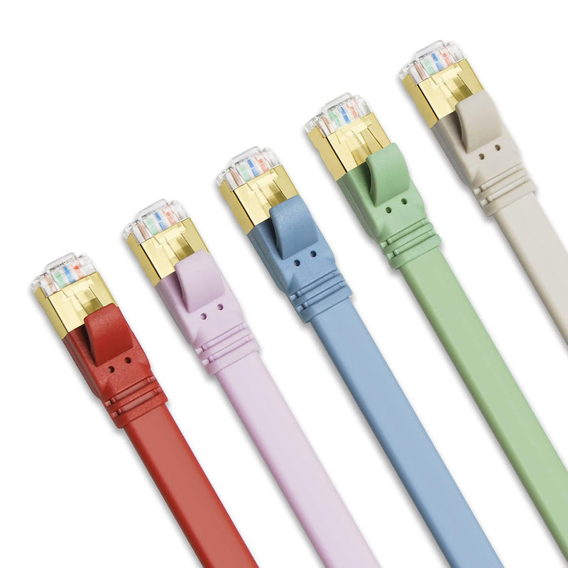 Cat 8 Ethernet Cable 1.5Ft (5 Pack) Morandi Colors, High Speed 40Gbps 2000Mhz