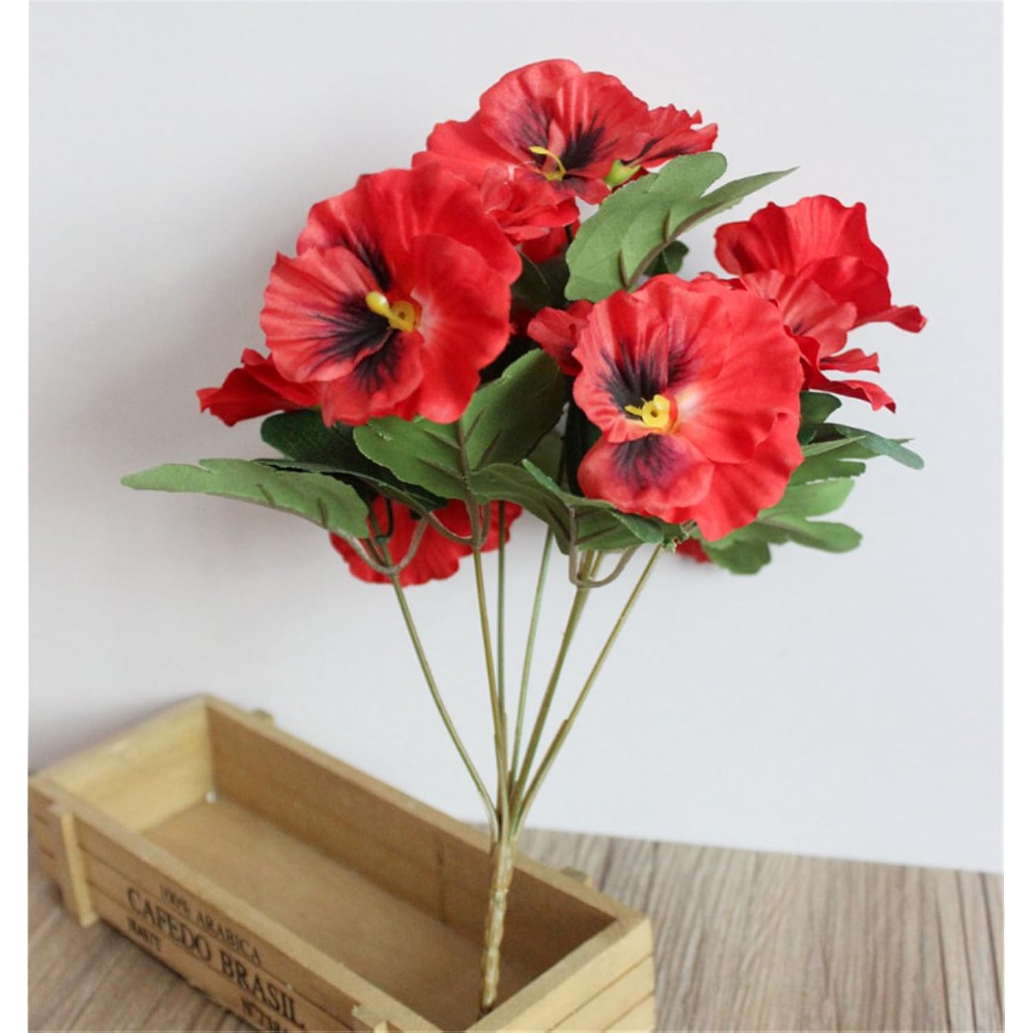 Artificial Pansy Flowers For Home Office Decoration-(1Pcs Red)