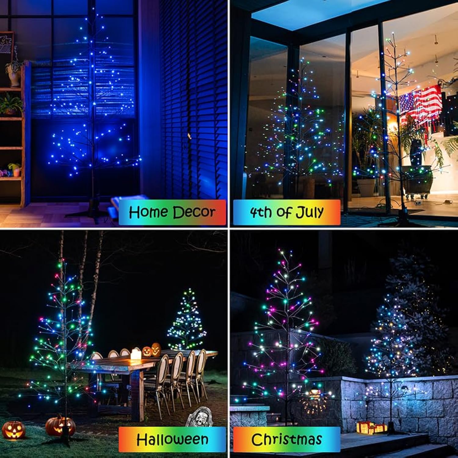 6.5Ft Led Pre-Lit Artificial Tree With 153 Lights Warm And Rgb, Indoor Outdoor Patio Decor, 360° Rotating Stand Displays, Easy Pop-Up Assembly, Outdoor Lighted Holiday Displays