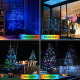 6.5Ft Led Pre-Lit Artificial Tree With 153 Lights Warm And Rgb, Indoor Outdoor Patio Decor, 360° Rotating Stand Displays, Easy Pop-Up Assembly, Outdoor Lighted Holiday Displays