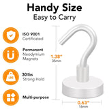 Magnetic Hooks Heavy Duty, Strong Magnet With Hook For Fridge, Super Neodymium Extra Strength Industrial Hooks For Hanging, Magnetic Hanger For Toolbox, Cruise, Grill - (White, 28 Pack)