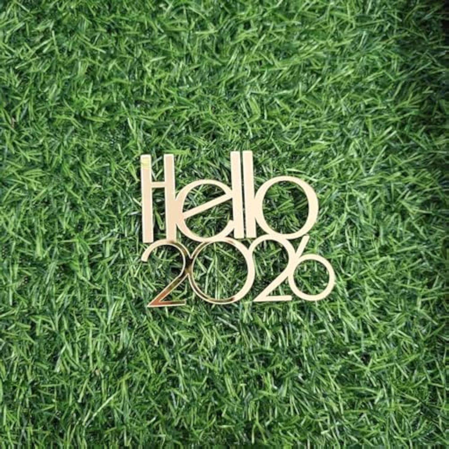 Golden Acrylic Hello 2026 Cake Topper for New Year’s Eve Party Decor