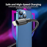 3 Pack Apple MFi Certified Lightning Charging Cable 10FT Nylon Braided Fast Charger for iPhone 14 13 12 11 iPad