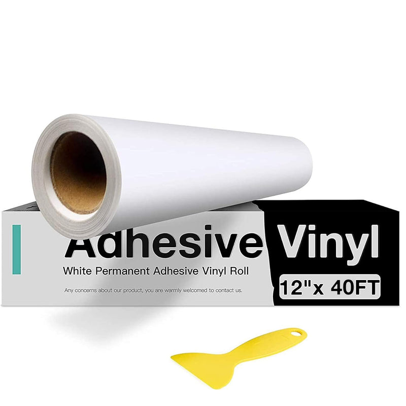 White Permanent Vinyl, White Adhesive Vinyl For Cricut - 12" X 40 Ft W