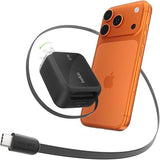 67W GaN USB C Retractable Charger with 3.3FT Cable Travel Fast Charging Block