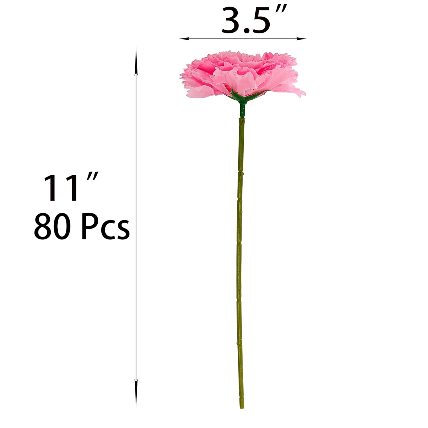 Pink Carnations Artificial Flowers Heads, 80Pcs 3.5'' Fake Faux Silk Flower Heads With Stem For Diy Wreath,Flower Wall, Handmade Flowers, Table Centerpieces, Baby Shower, Graduation Decor