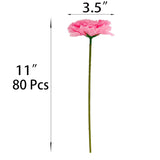 Pink Carnations Artificial Flowers Heads, 80Pcs 3.5'' Fake Faux Silk Flower Heads With Stem For Diy Wreath,Flower Wall, Handmade Flowers, Table Centerpieces, Baby Shower, Graduation Decor